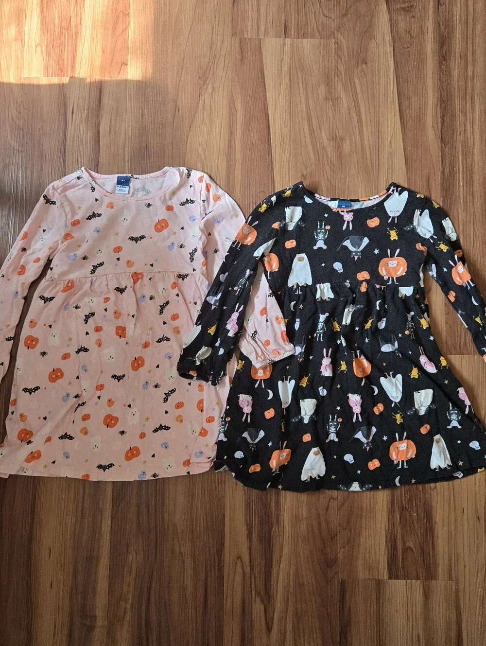 Halloween Pumpkin & Ghost Print Long Sleeve Aline 4T Dress Set Of 2 GUC